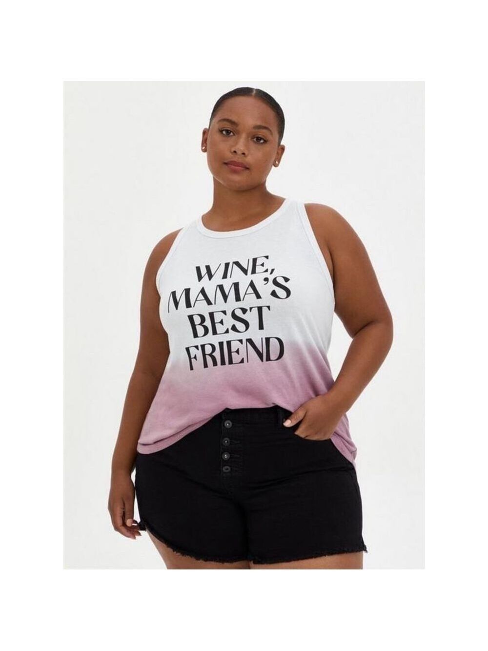Torrid Classic Fit High Neck Tank - Wine Friend Dip-Dye Mauve